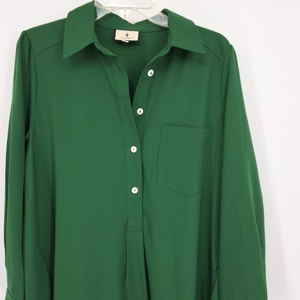 Tuckernuck Medium Green Ruffle Hem Shirt Dress - Picture 4 of 8